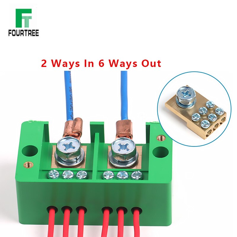 1Pcs Single Phase Junction Box Quick Connect Terminal Box Splitter Metering Cabinet Wire Connection High Power Block FJ6: 2 IN 6 OUT