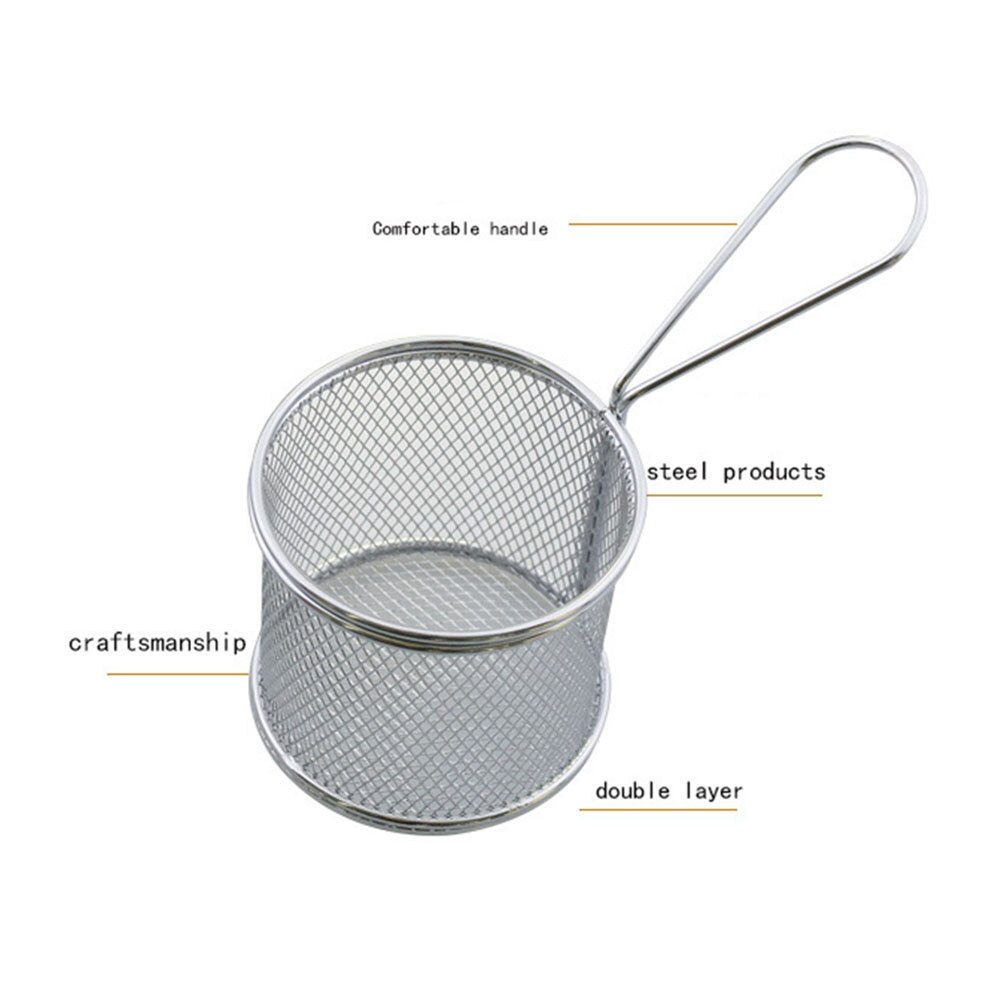 Portable Chips Mini Fry Basket Strainer Fryer Chef Cooking Colander Tool French Fries Snack Basket Home Kitchen Gadgets