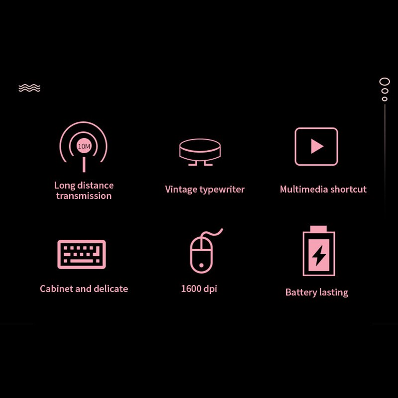 2.4G Wireless Bluetooth Digital Keyboard Mouse Kit Steampunk Wireless Mouse 1600DPI Position Retro Colorful 84pcs Keys Keyboard