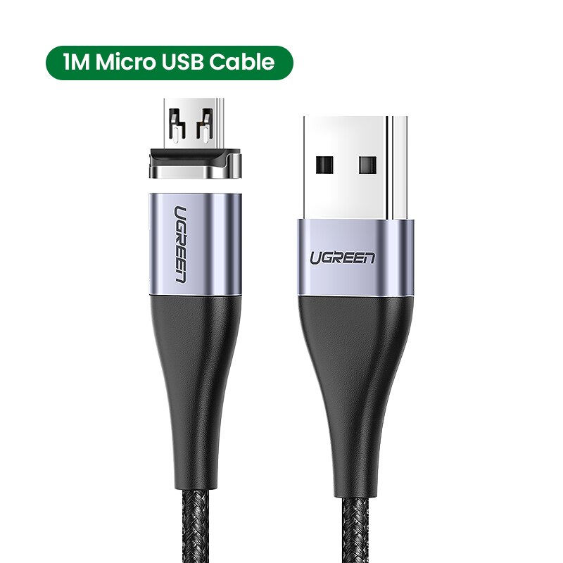 Ugreen tipo magnético usb c cabo 3a carregamento rápido micro cabo usb para samsung xiaomi ímã carregador do telefone móvel cabo de dados fio: Micro USB Cable