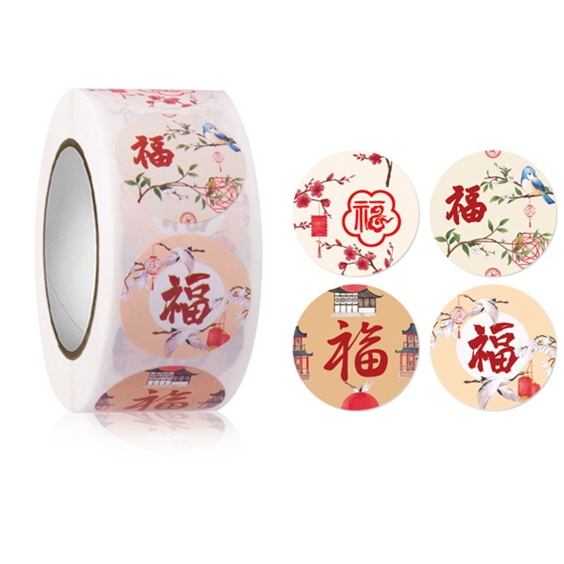 500 Pcs Round Year Stickers Blessing Stickers Wrapping Stickers