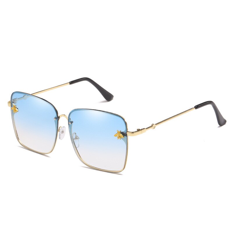 Gafas de sol cuadradas de abeja sin montura para mujer y hombre, anteojos de sol femeninos de gran tamaño con gradiente de abeja, con UV400,: d