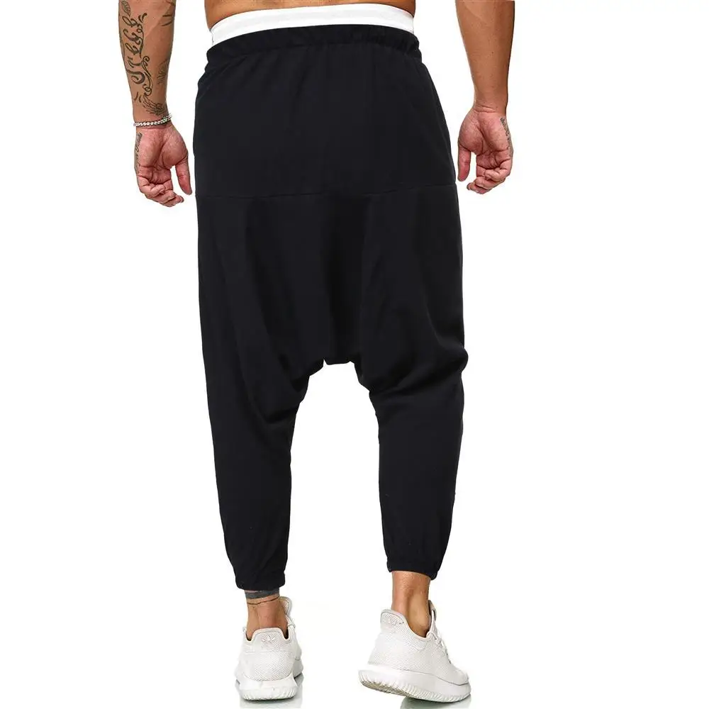 Herren-Haremshose mit tiefem Schritt, japanische Streetwear, individuelles , Trainingshose, knöchellang, lässig, übergroße Herrenhose
