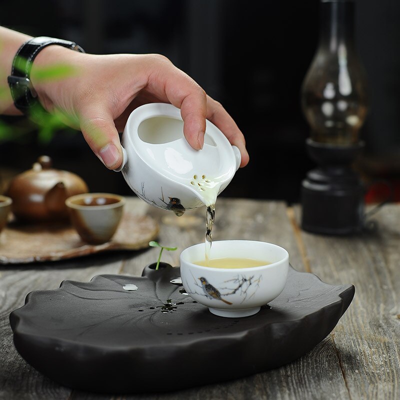 Tesæt kung fu keramik tesæt 1 kande 1 kop tekande gaiwan smuk og nem tekande elkedel