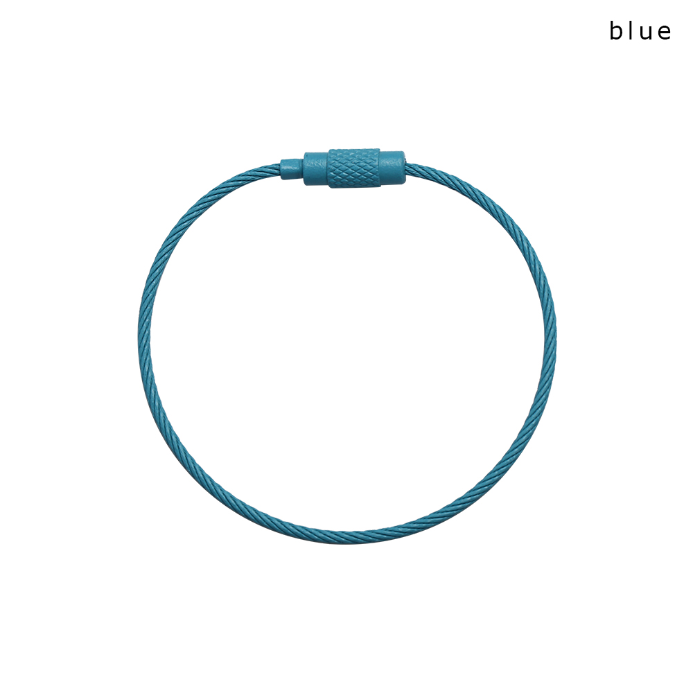 LLavero de alambre de acero inoxidable para escuela, suministros de oficina, herramienta de senderismo al aire libre, nuevos juegos de escritorio, 10 Uds.: blue