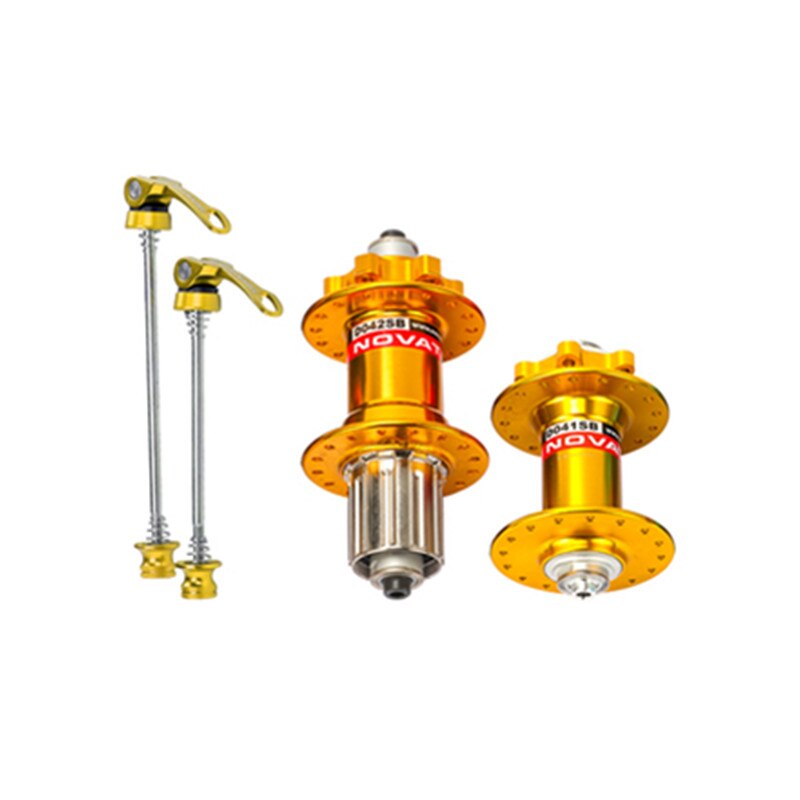 NOVATEC D042SB Front and Rear Hub Mountain Bike Disc Brake Card Bearing Palin Shaft 32/36 Hole Brand Original: 32H Gold Pair