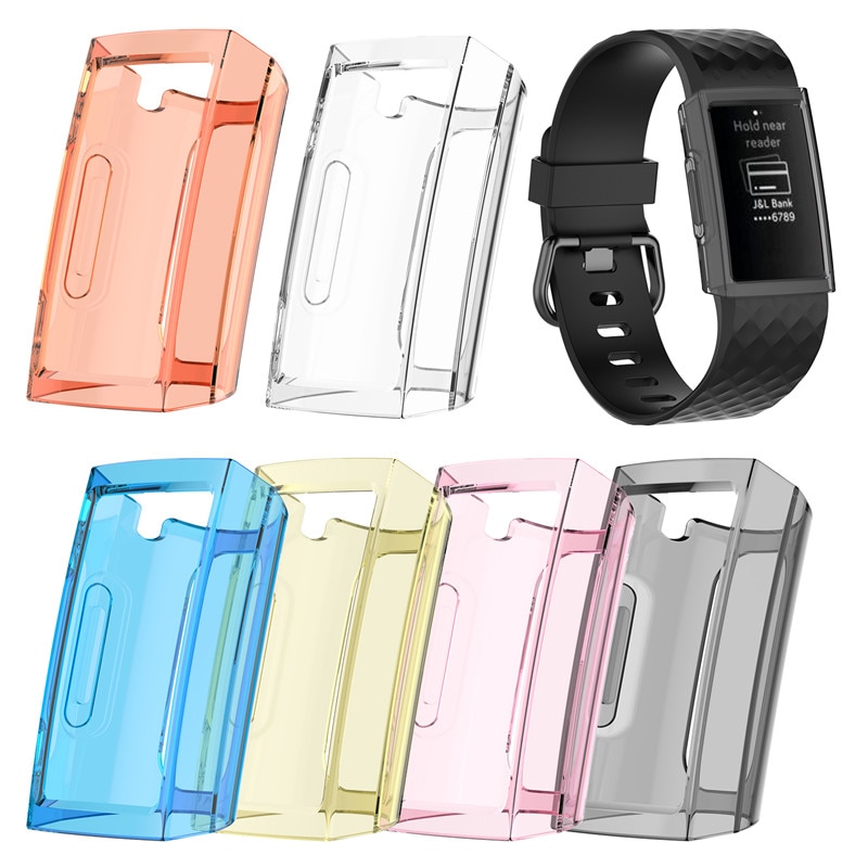 Protective Case Cover For Fitbit Charge 3/4 Smartwatch Transparent TPU Skin Case Shell Protector Dust-proof Anti-scratch
