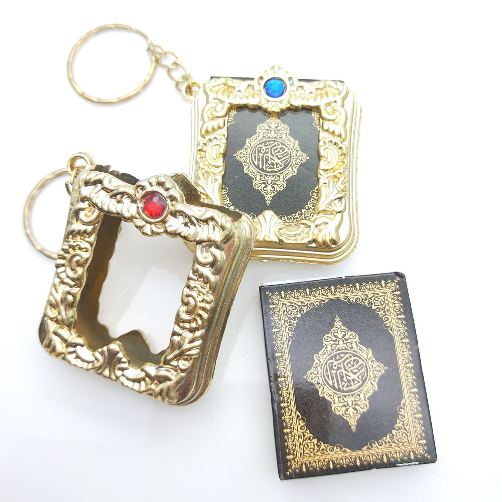Porte-clés en or et argent véritable coran arabe, 20 pièces/lot, commémoratif pour invités, célébration de la mascotte musulmane Eid Mubarak