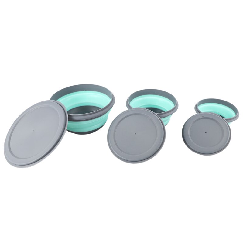 3 Stks/set Kom Sets Siliconen Vouwen Lunchbox Vouwen Kom Draagbare Siliconen Vouwen Kom Opvouwbare Slakom Met Deksel