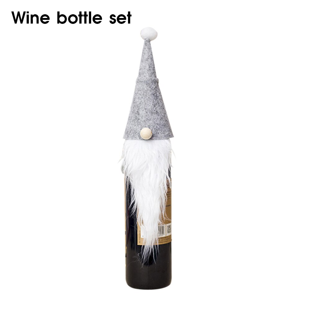 1pc Santa Claus Doll Wine Bottle Set Decoration Xmas Bottle Cap Xmas Decor Ornaments Christmas Wool Christmas Wine Bottle Cover: 02