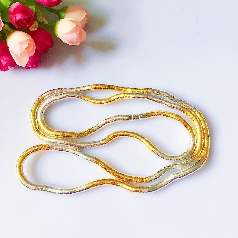 5mm 90cm Iron Flexible Twisted Jewelry Bendable Snake Necklace 20 Colors Available: Silver-Gold