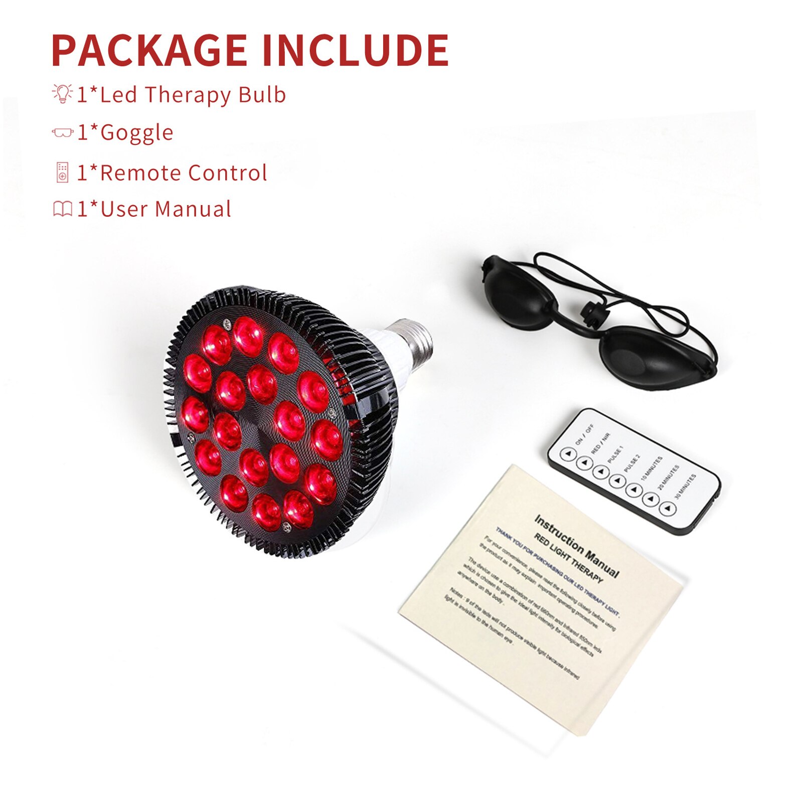 54W LED Red Infrared Therapy Light Bulb 660nm/850nm With Remote Control Back Shoulder Physiotherapy Lamp Pain Relief Health Care