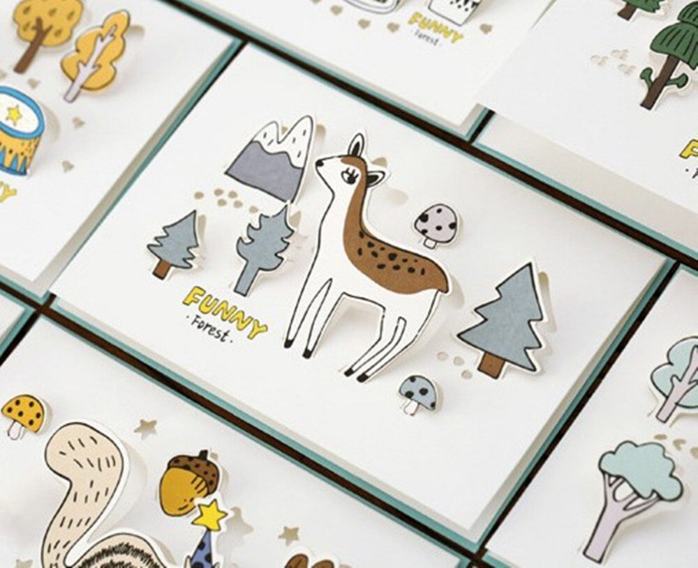 cute cartoon forest animals greeting card set (+envelope) /
