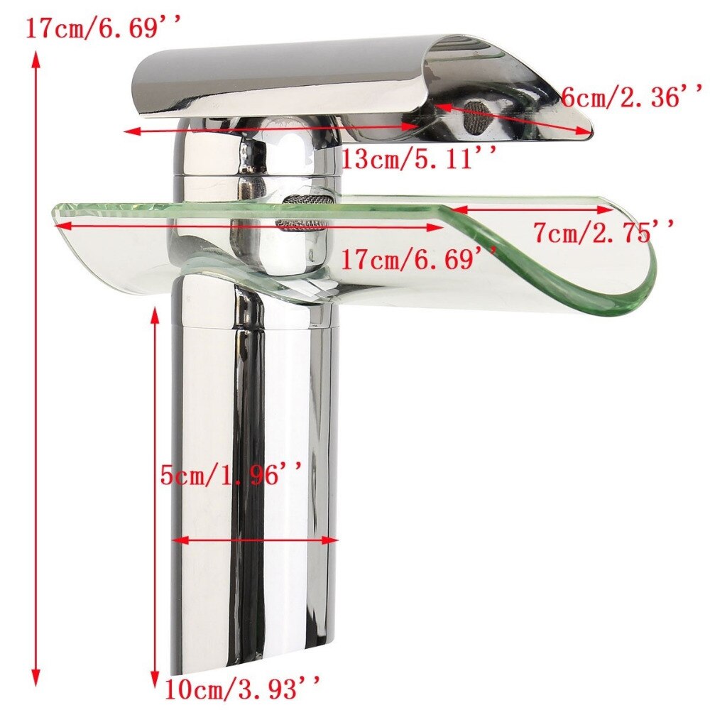 Vannkran kran bad kran avansert moderne glass foss moderne krom messing bad vask servant blandebatteri  v3559