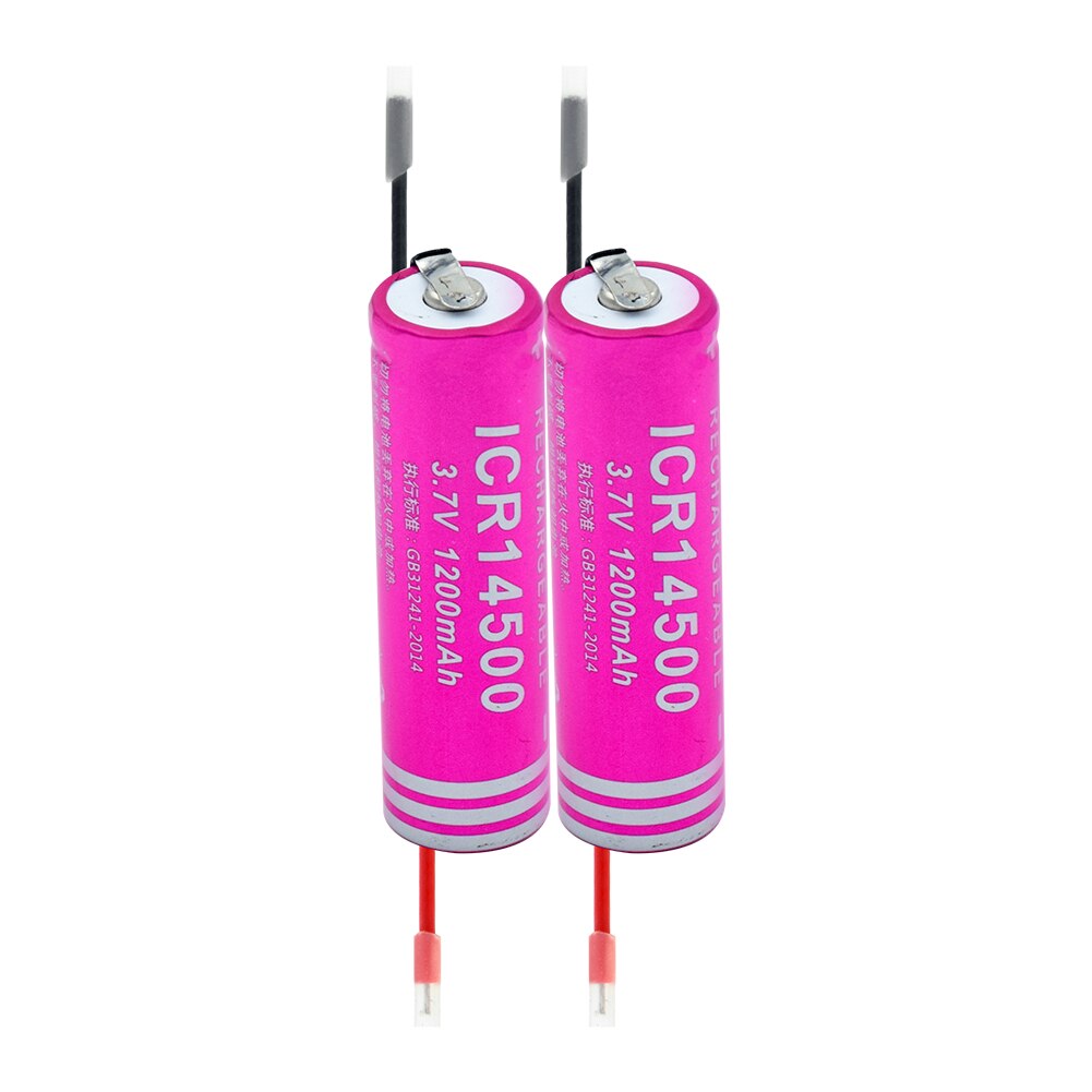 1/2/4 Pcs ICR 14500 Li-ion Lithium Battery 3.7V 1200mAh Flashlight Power Bank Radio Repalcement Battery 14500 Lithium Battery: 2 pieces