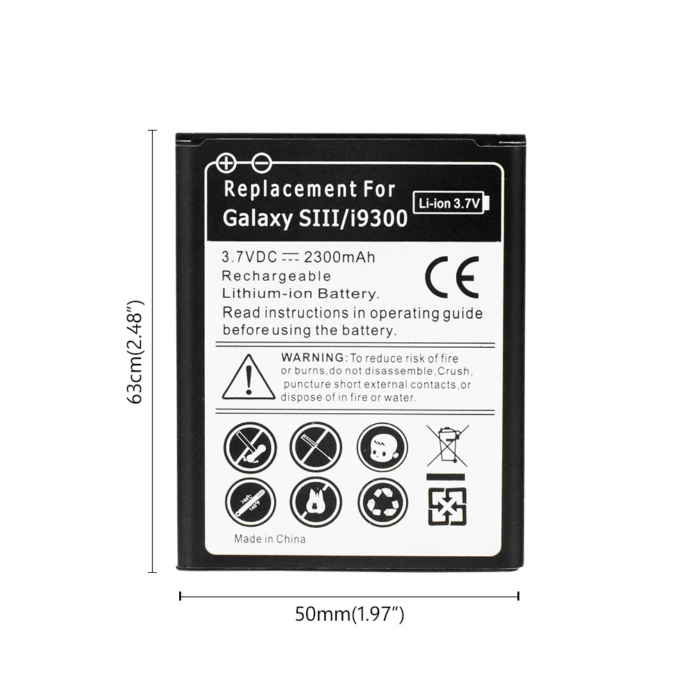 Batería de litio li-po para teléfono inteligente 3,7 V 2300mAh para Samsung Galaxy S3 I9300 i9060 i9082 I535 GT-i9300 i9305 i9308 i9128V: Default Title