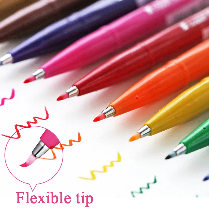 1 stücke Japan Pentel Touch Pinsel Pen-Set Pastell Farbe Kalligraphie Stifte Zeichnung Marker Schriftzug Kugel Journal Kunst Liefert