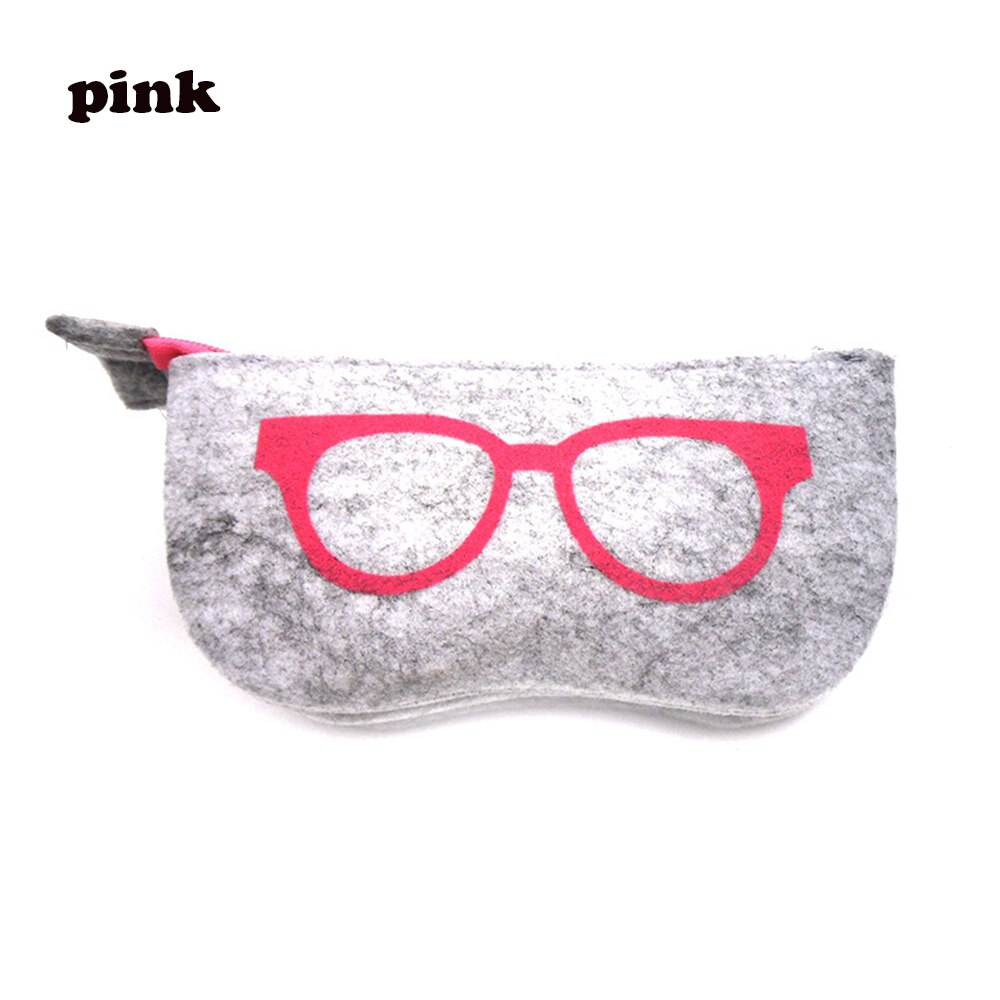 1pc unisex filt briller taske solbriller taske boks portatives blød lynlås soleil lunettes de soleil beskytter solbriller pose: Lyserød