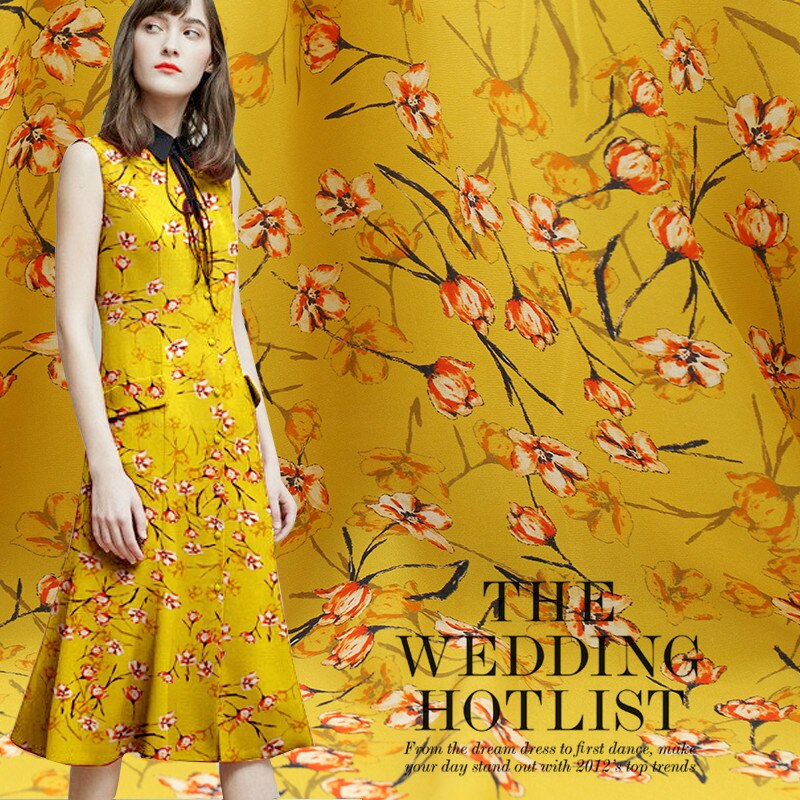 114 cm wide natural silk fabric meter 14 mm drape silk crepe de chine fabric printed fabric for dress silk cloth