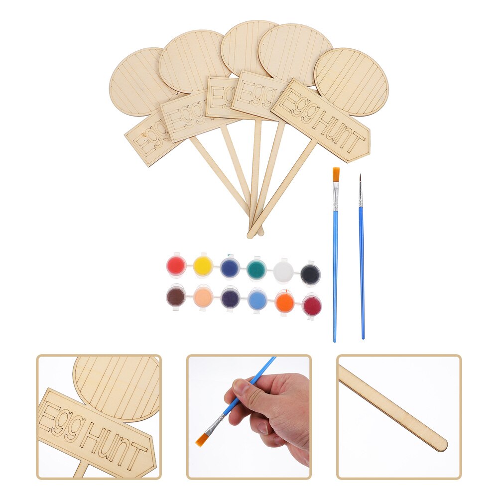 1 Set Indoor Easter DIY Wooden Signs Fun Painting Insert Decors (Egg): Egg