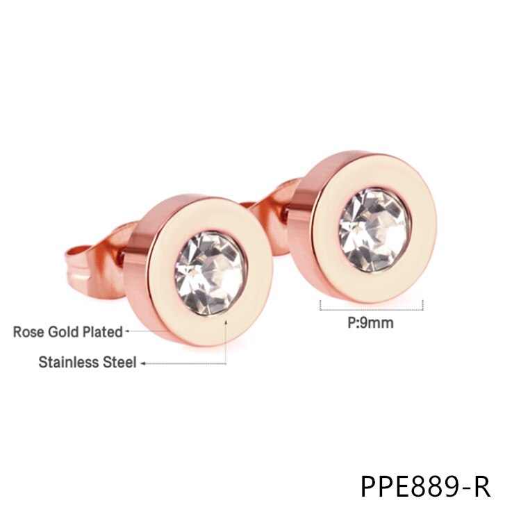 Ronde Crystal Earring Vrouwen Oorbellen Rose Gold Modieuze Vrouwen Sieraden PPE889: PPE889-R