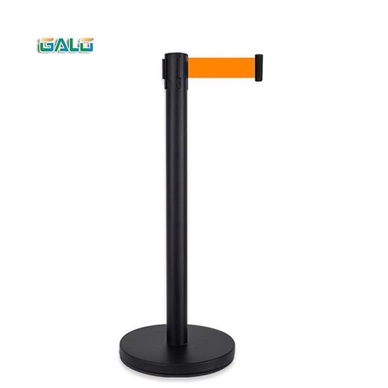Matte Black Pillar Retractable Belt Queue Pole Barrier Retractable Stanchions for Crowd Control: Orange