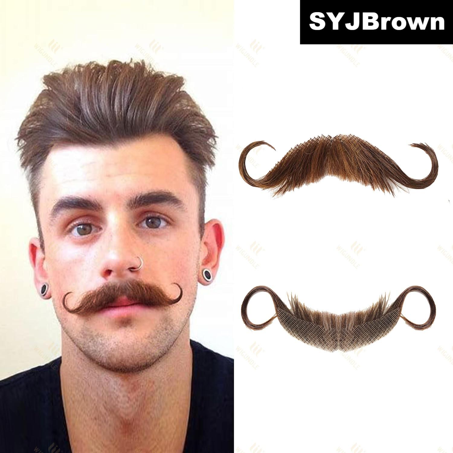 Fantasia de cavanhaque falso, cabelo facial, barba realista, bigode com fita adesiva, cabelo humano, renda, barba para halloween, festa de natal: #30