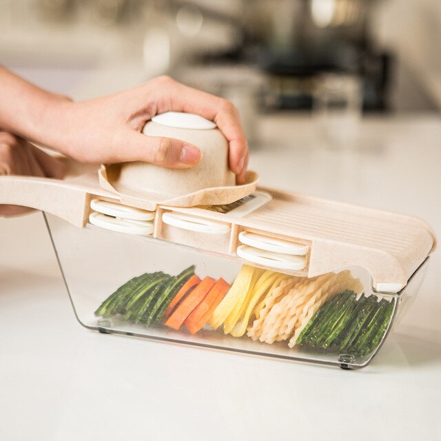 Manual Vegetable Cutter Slicer Round Mandoline Slicer Kitchen Tool Multi-functional Potato Cheese: Blue Slicer