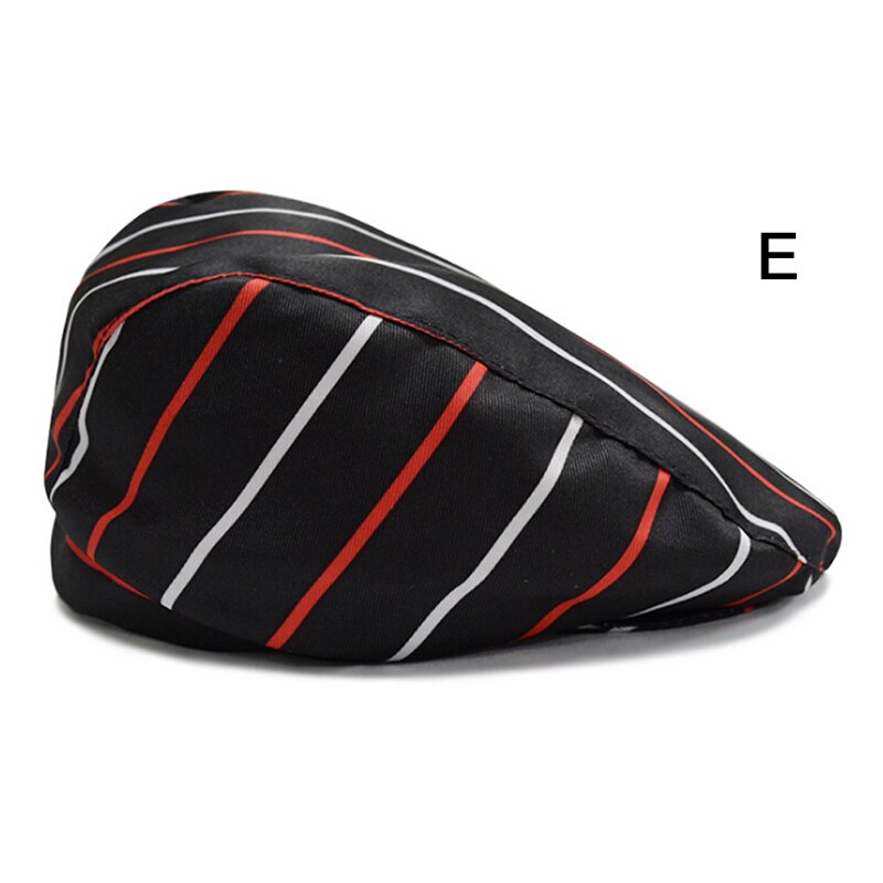 Boina de algodón para hombre, gorro plano para vendedor de periódicos, conductor, café, restaurante, camarero, cocina, accesorios de ropa de trabajo, sombrero informal de dibujos animados: E