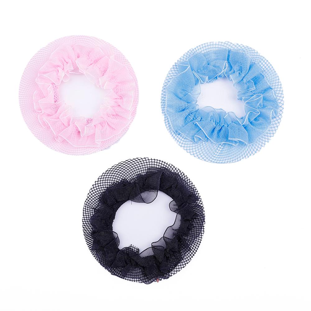 8.5cm Cute Flower Girls 2-5Pcs Bun Hair Nets Adjustable Kids 5 Colors Ballet Dance Examination Elastic Hair-net Styling Braider