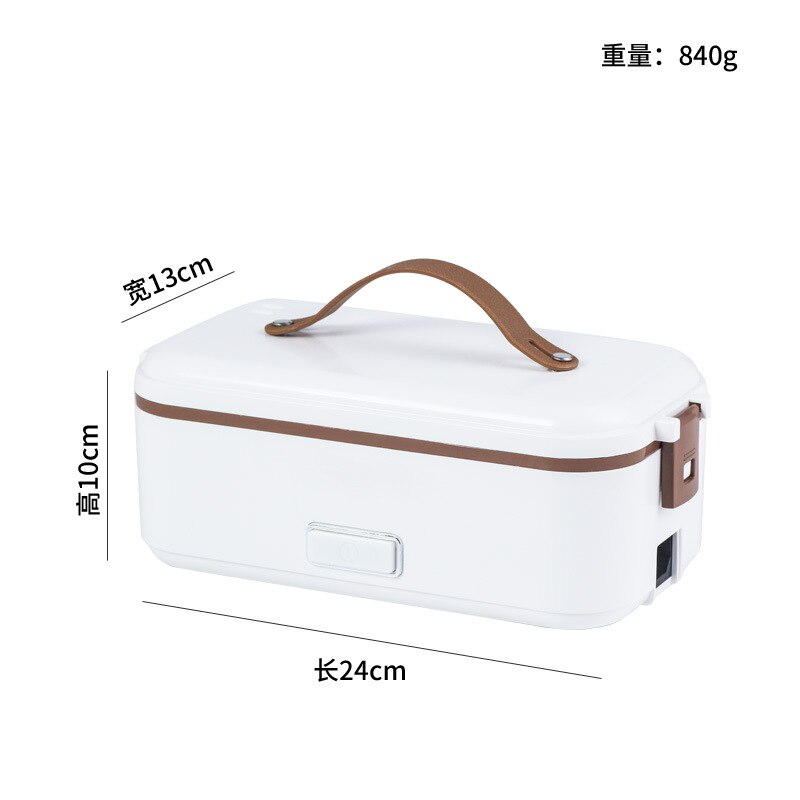 Electric lunch box Stainless steel liner portable split boiling heating insulation Mini student office food: White