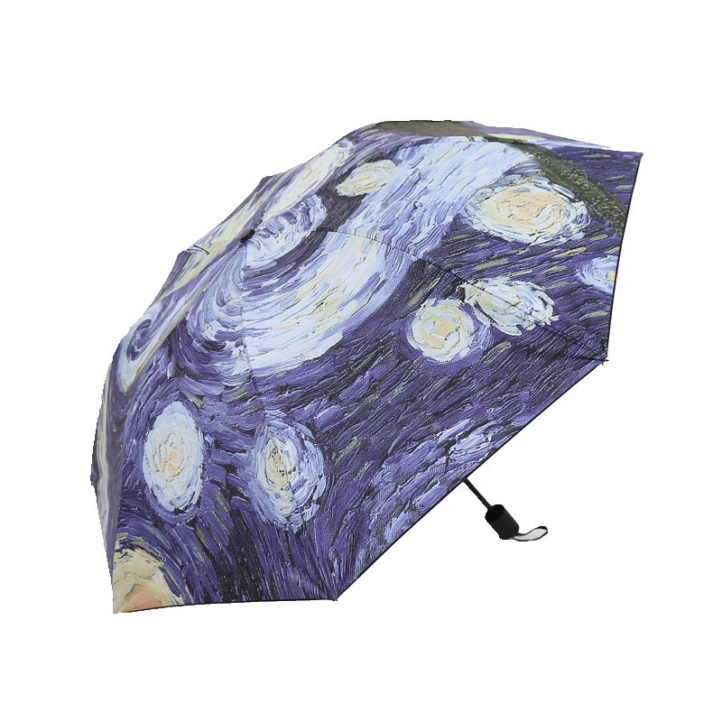 Parapluie de peinture à l&#39;huile Van Gogh pour femmes, la nuit étoilée, Parasol artistique féminin, soleil et pluie