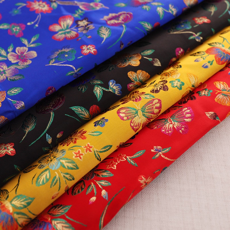 Brocado de tela satinada, jacquard, patrón de flores, material de ropa para costura de cheongsam y kimono