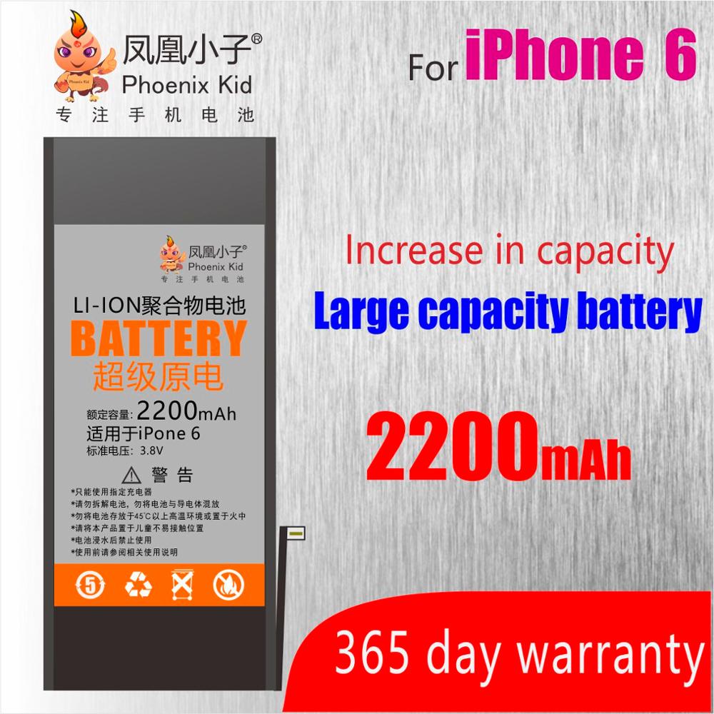 Phoenix Kid Original pour Apple iPhone 5 5 S/5C 6 6S 7 batterie remplacement téléphone portable bateria réel haute capacité Kit de réparation gratuit