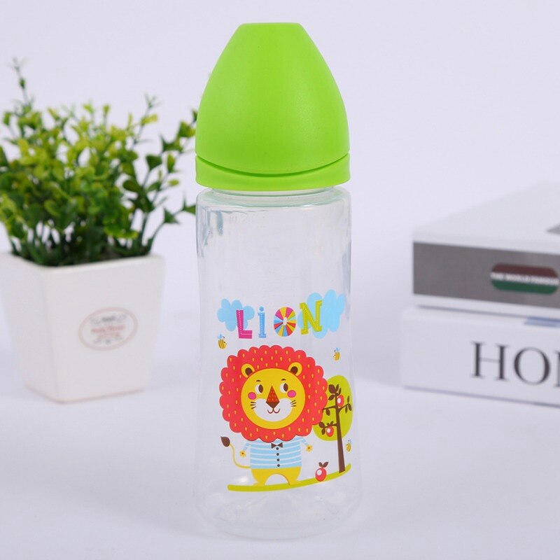 300ML Newborn Cartoon Milk Bottle Baby Nursing Silicone Nipple Pacifier Bottle Juice Water Feeding Bottle Wide Mouth