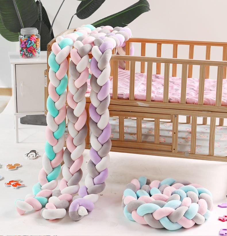 3M Lengte Jongens Meisjes Babybedje Bumper Crib Protector Lange Geknoopt Gevlochten Kussen Pasgeboren Room Decor