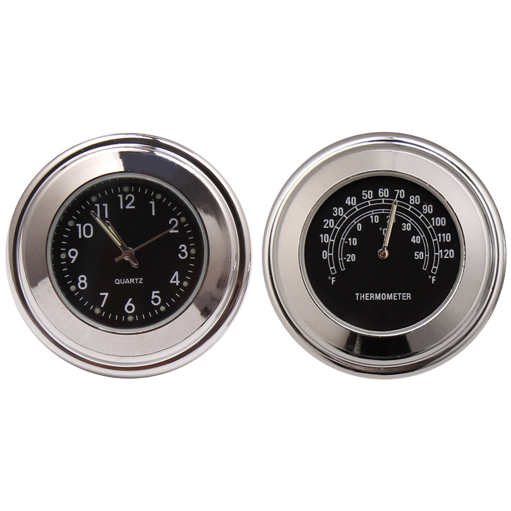2 pièces 7/8 'Moto guidon montage horloge montre étanche lumineux Moto vélo guidon cadran Quartz horloge Moto accessoire: Orange