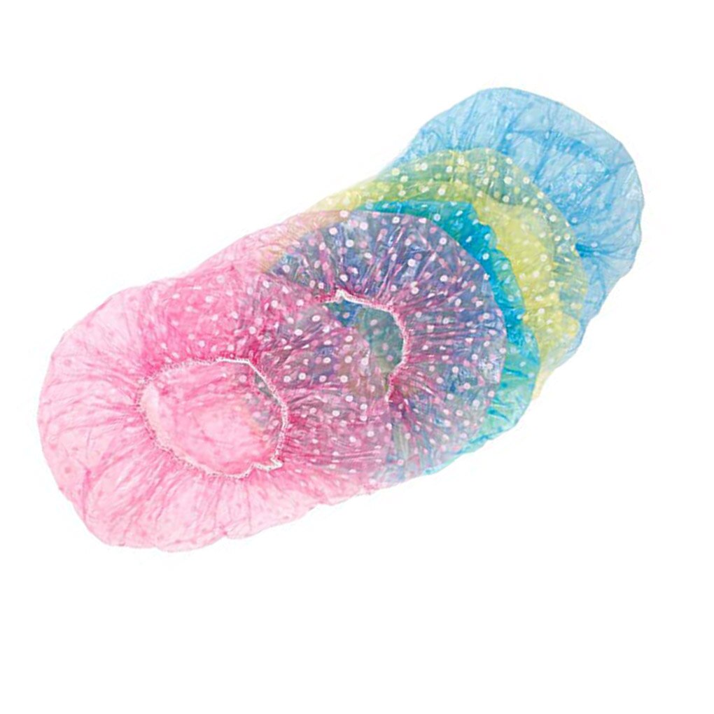 Gorros de ducha de plástico desechables para mujer, 6 uds., gorro de baño de Elástico grueso grande, Spa, ,