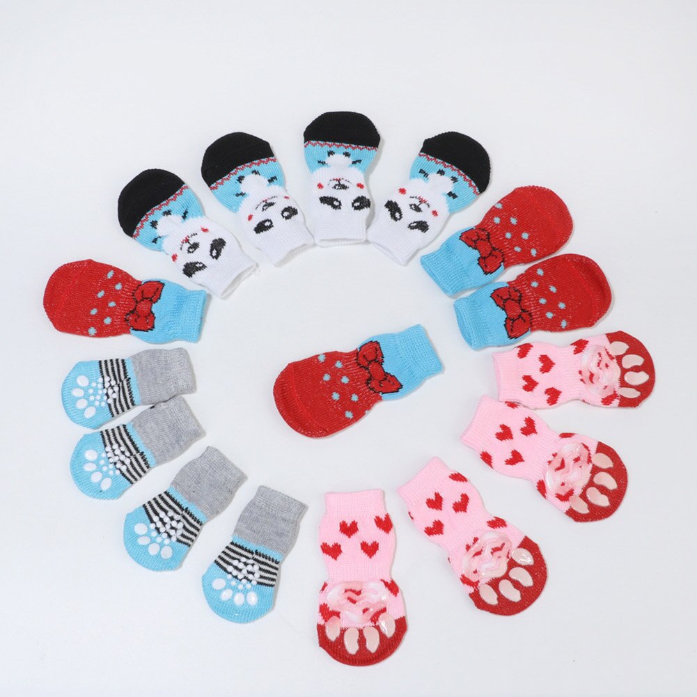 Calcetines antideslizantes para perros y gatos pequeños, botas de Chihuahua para invierno, antideslizantes, protectores de patas, 4 Uds.