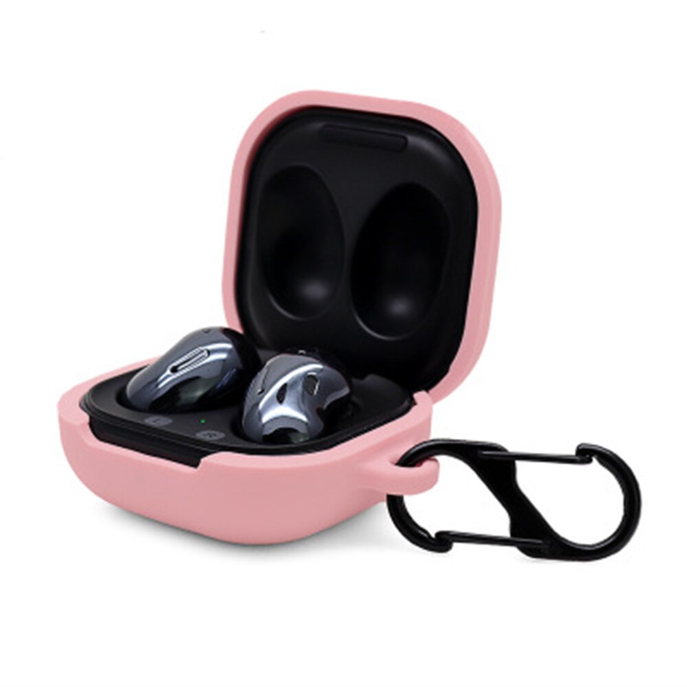 Cassa molle Del Silicone 11 Colori Della Caramella per Per Samsung Galaxy Boccioli di Vivere Senza Fili di Bluetooth del Trasduttore Auricolare Box Cover Protettiva W/portachiavi: Pink