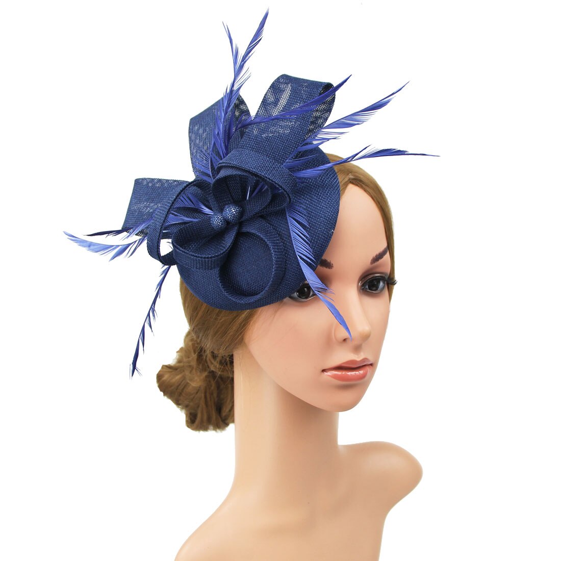Damen Frauen Hochzeit Abend Party Mesh Stirnband Blume Hut Fascinator Caps: A-blue