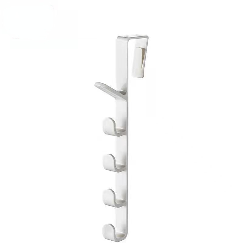 Colgador de puerta para dormitorio, estante para colgar ropa sobre la puerta, ganchos de organización de almacenamiento para el hogar de plástico, soporte para monedero para rieles de bolsos: Gris claro