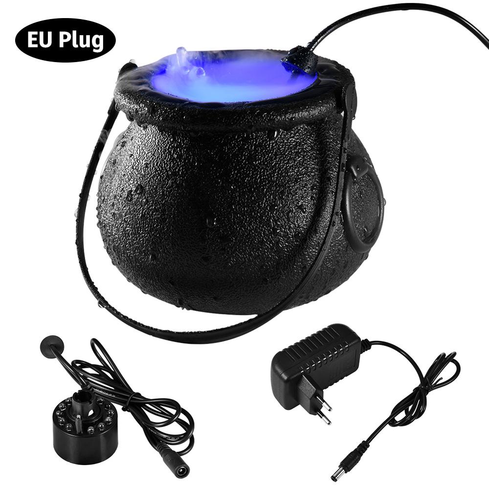 Halloween fumée Machine chaudron monsieur brumisateur fumée brouillard Machine LED à couleur changeante humidificateur Halloween fête effrayant accessoires: EU plug