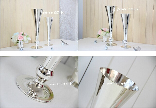 Vase en métal argenté et blanc 1032 & 1033 | vase d'accessoires de décoration de mariage et de maison,