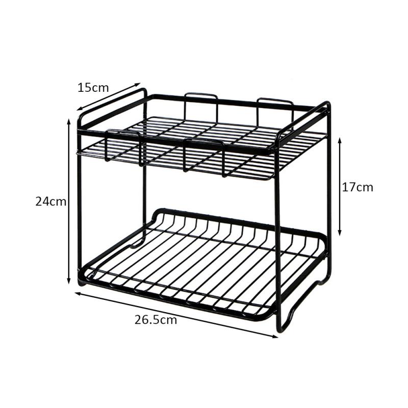 Kitchen Household Double-layer Iron Art Storage Rack Floor Seasoning Shelf Bathroom Vanity Organizer Shelf Rack