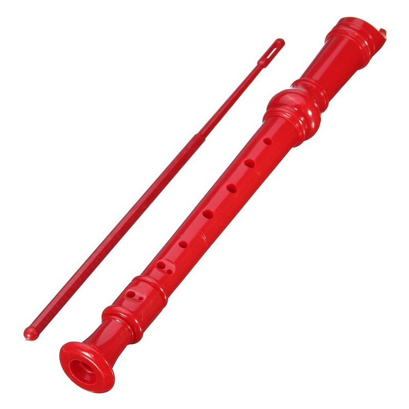 Soprano Descant Recorder 8-Hole With Cleaning Rod + Case Bag Music Instrument Red: Default Title