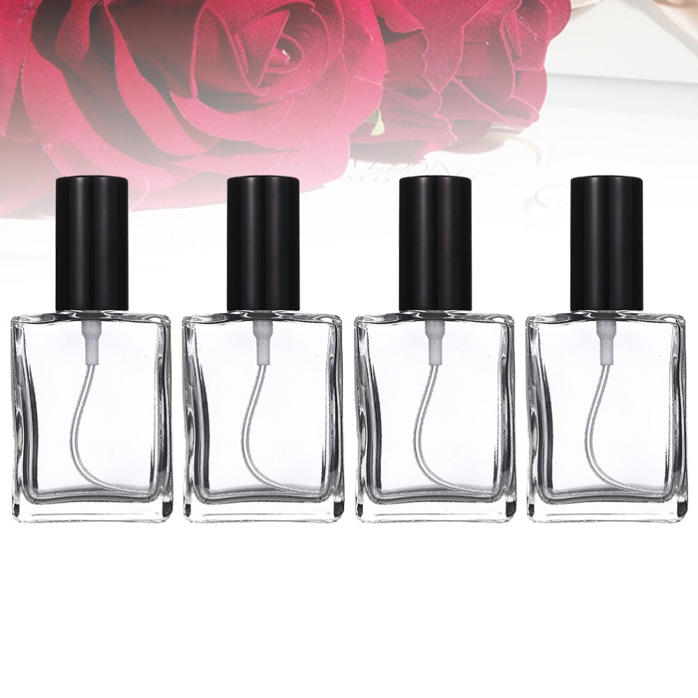 4 Pcs Glass Refillable Empty Bottles Liquid Bottles for Men Women