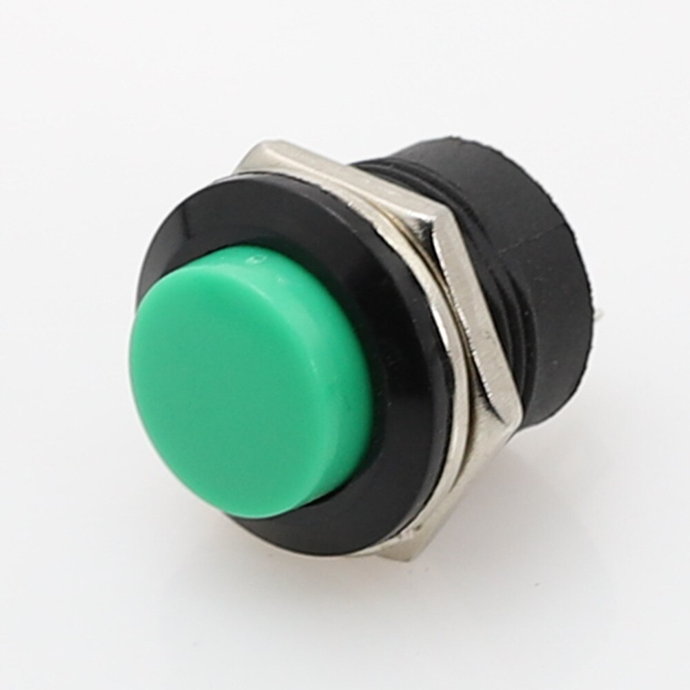 10 stk 16mm kortvarig trykknapafbryder slukket (tændt) selv-reset trykknapafbrydere 6a/125 vac 3a/250 vac rundkontakt  r13-507: Grøn