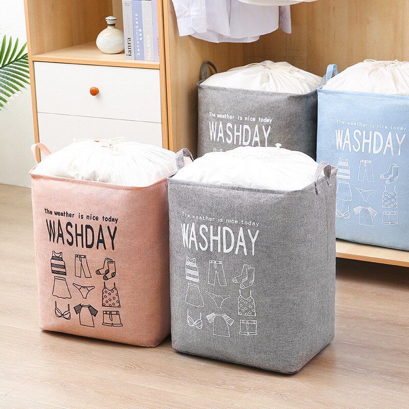 75L Large Folding Dirty Laundry Basket Organizer Toy Clothes Storage Bucket Collapsible Drawstring Laundry Hamper with Handle