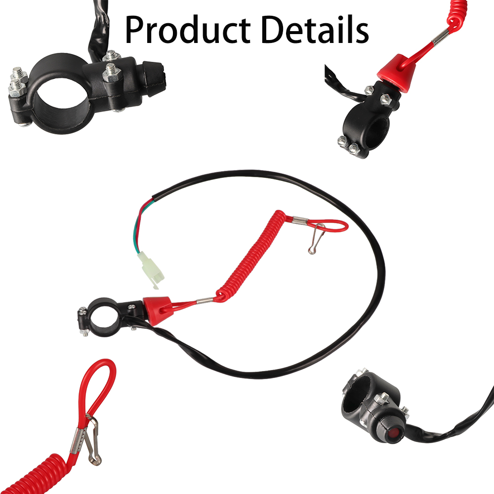 Universal Boat Outboard Motor Kill Stop Switch Safety Tether Lanyard 12V 2 Pin Engine On Off Kill Switch ATV Quad Dirt Bike Part